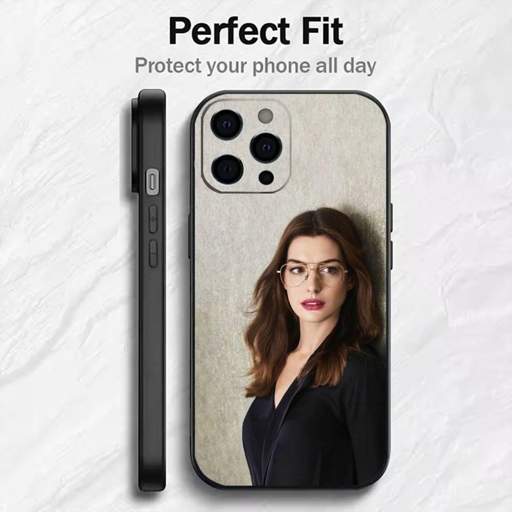 Actor Anne H-Hathaway-y White Queen Phone Case For iPhone17,16,15,14,13,12 Plus,Max Soft Silicone Black Cover