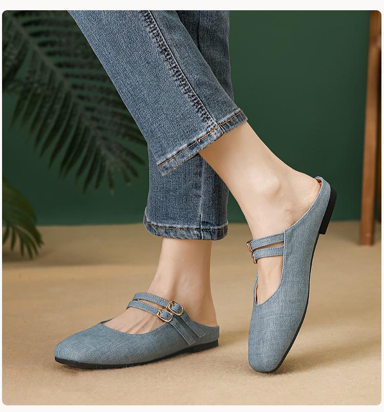 Women's 2024 Summer Flat Mule Slippers - Pointed Toe, Half Coverage, Evening Wear