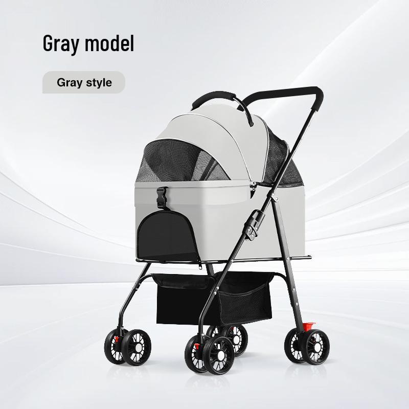 Lightweight Foldable Pet Stroller – Detachable Dog & Cat Pushcart for Walking