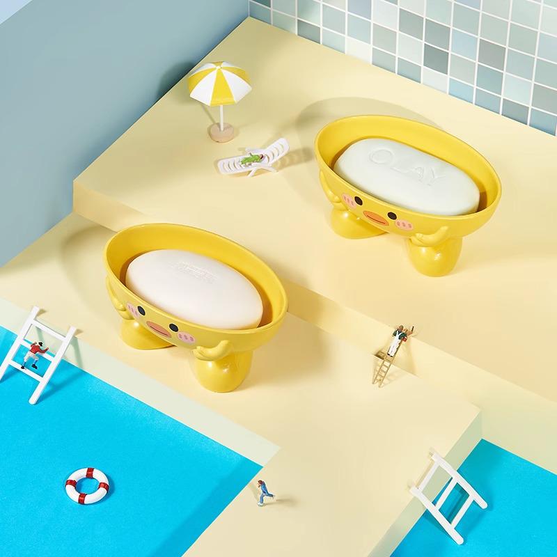 Cute Cartoon Soap Dish & Draining Holder for Bathroom Sink