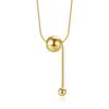 Chic Gold Minimalist Titanium Steel Neck Chain With Unique Round Ball Pendant Design