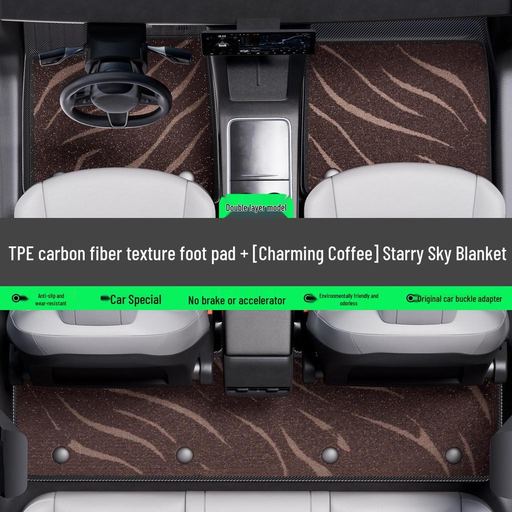 Carbon Fiber Texture Floor Mats for Volkswagen Teramont & Phideon - Waterproof TPE Protection Carpet