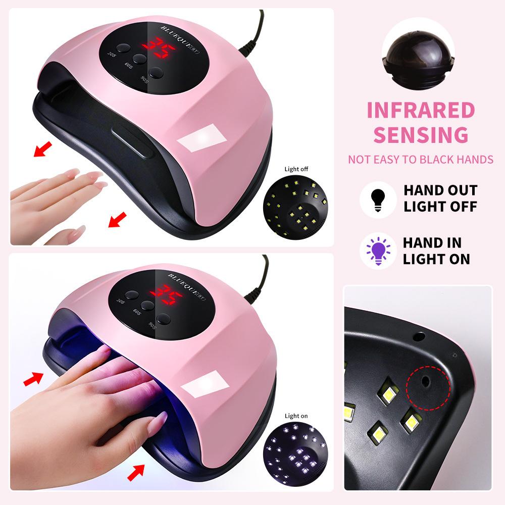 54W LED Nail Lamp for Gel Polish, Dual Light Source 5s Fast Curing, Professional Nail Dryer for Salon Use