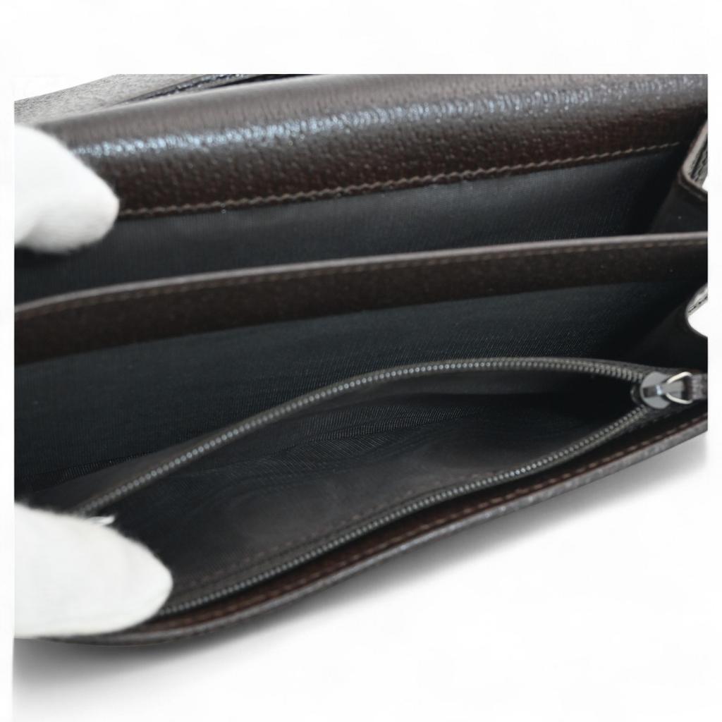 Auth GUCCI GG Canvas Long Wallet Bifold Brown gu8820nf Used