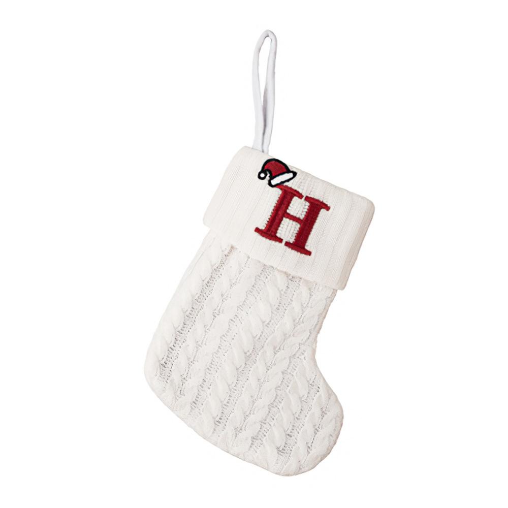 Christmas Stockings Letter Santa Sock Gift Kids Candy Bag Pocket Christmas Tree Hanging Ornament New Year Decoration