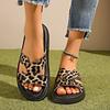 Women's Summer Thick-Soled Leopard-Print Cross-Strap Open-Toe Slide Sandals, Fashionable Casual Footwear, Available In Large Sizes.