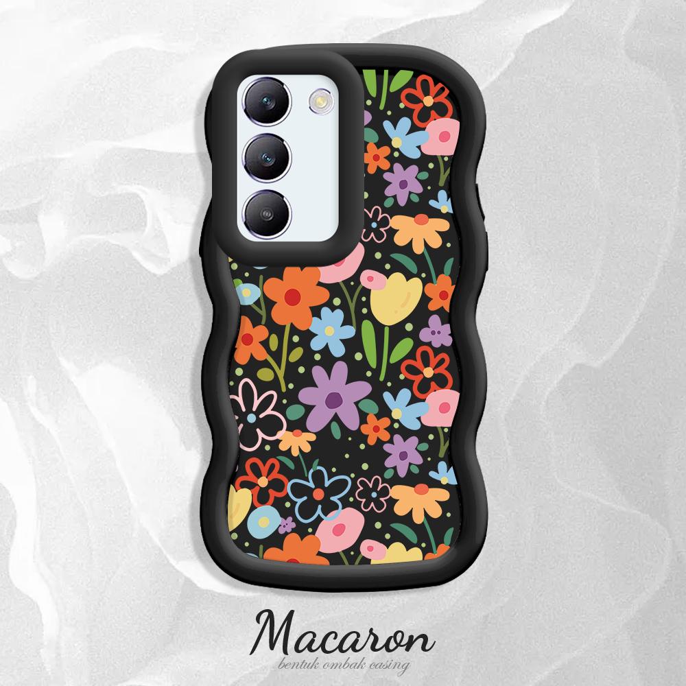 

Окрашенный узор Big Wave Edge Мягкий силиконовый материал Macaron чехол для телефона противоударный защитный резиновый чехол для OnePlus Vivo Motorola Moto Vivo Y12 чёрный