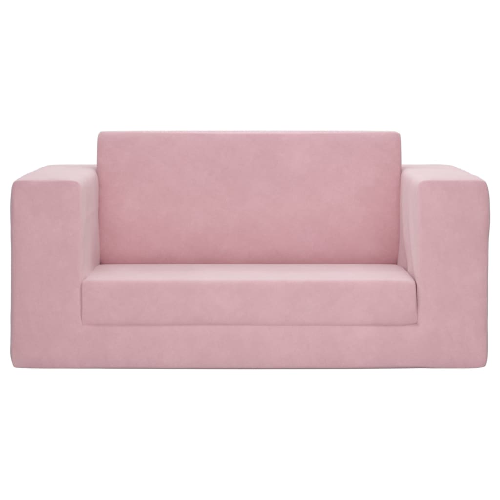 Kids Sleeper Sofa 2 Seater Pink Soft Plush