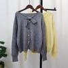 Bow Neckline Knitted Cardigan Autumn and Winter New Design Sense Chic Short Sweater Jacket Top Women
