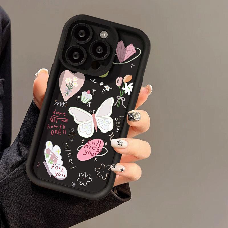 Flower butterfly for iPhone17PorMax mobile phone case 14 Apple 13 matte 12/11 protective case 15