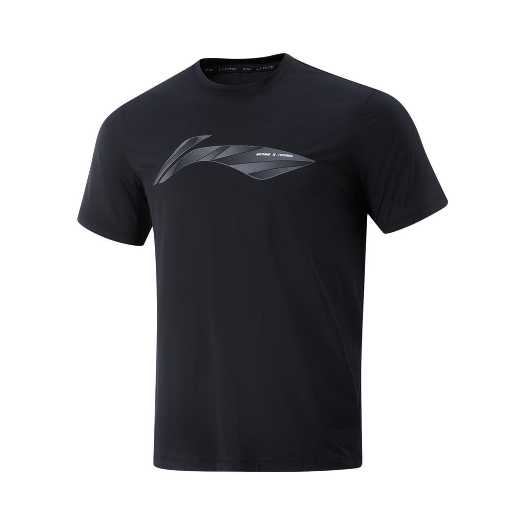 Li Ning Fitness Series Logo Round Neck Comfortable Breathable Versatile Short Sleeve T-Shirt Men Tops Black ATSV107-1