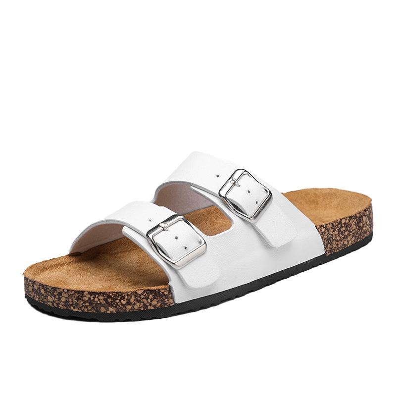 Fashion Luxury Leather Cork Sandals Summer Male Women Mules Slippers Clogs Beach Shoes Classic Buckle Slides Slippers for Men Slippers