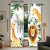 2Pcs Safari Animal Adventure Curtains - Woodland Jungle Print With Lion, Elephant & More, Rod Pocket Design, Semi-Transparent Po