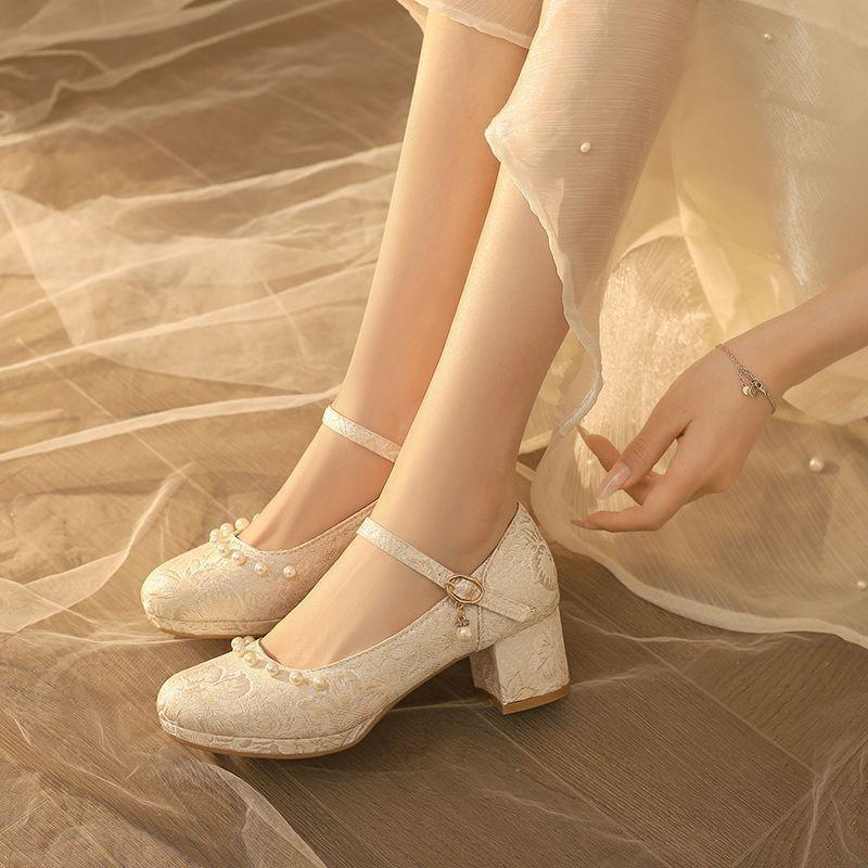New Chinese Retro National Style Cheongsam High Heels New Women's Shoes Single Shoes Ancient Mary Hanfu Lolita Shoes