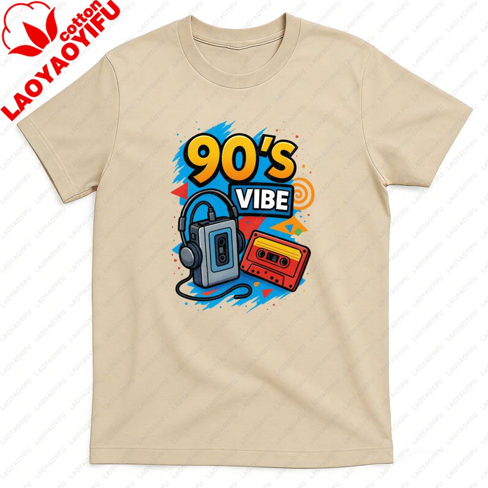 90s Vibe Retro Music Cassette Player Men TShirt Cotton Summer Short Sleeve Casual Fashion Top Unisex Gift For Party Wear