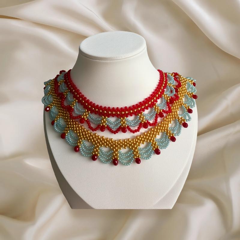[HF]Hot Antiquity Chinese Style Beads Necklace Hanfu Accessories Ethnic Style Horse Face Skirt Decorative Jewelry Gift