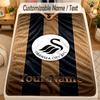 Flannel BlanketSwansea City FC Custom Name Text Personalized Soft Warm Throw Blanket Home Decor Gift