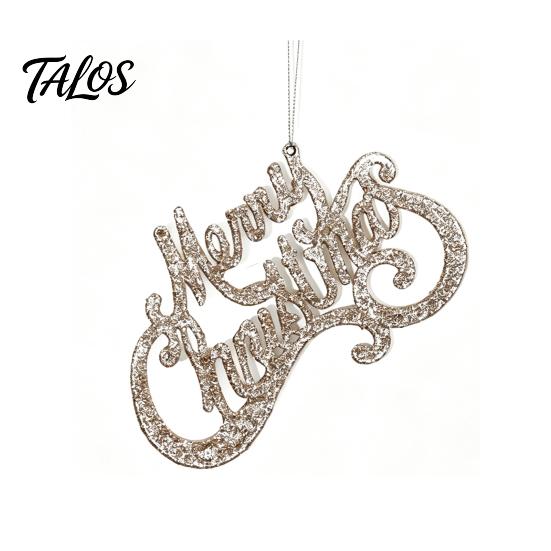 Store Window Holiday Decor Merry Christmas Letter Sign for Tree, Glitter Plastic Hanging Xmas Tree Decorations Ornaments, Sparkling Letters