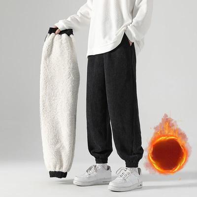 Winter Fleece Warm Trousers Men's Loose Velvet Pants Loose Sport Track Pants Streetwear Joggers Men Plush Pants