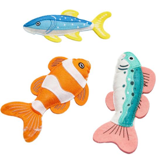 Felt Fish Cat Chew Toy with Catnip Bite Resistant Fish Shape Kitten Teething Boredom Relief Toy Indoor Cats Teeth Cleaning Interactive Toy
