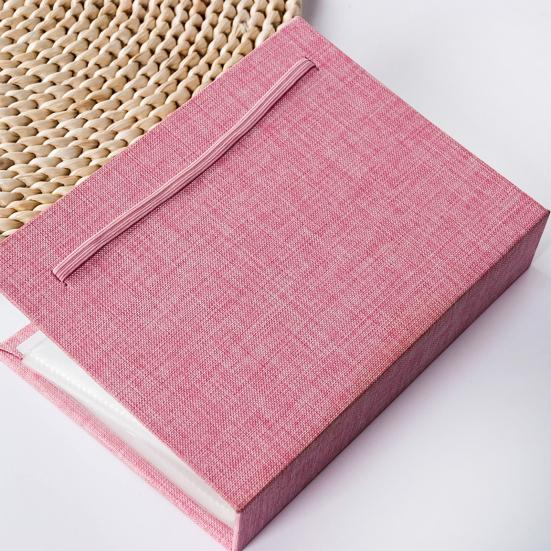 Stoff-Fotoalbum mit 208 Taschen Einsteck-Fotoalben Leinenbezug Erinnerungsbuch mit Frontfenster für Familie Jahrestag Urlaub Hochzeit Baby