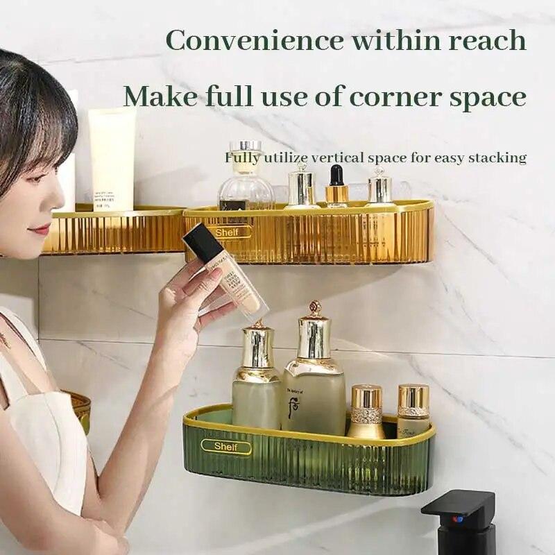 1 Stück Kunststoff Mehrzweck Wandmontage Klebestil Badezimmerregal zur Aufbewahrung von Toilettenartikeln Badezimmer Küchen Aufbewahrungsregal