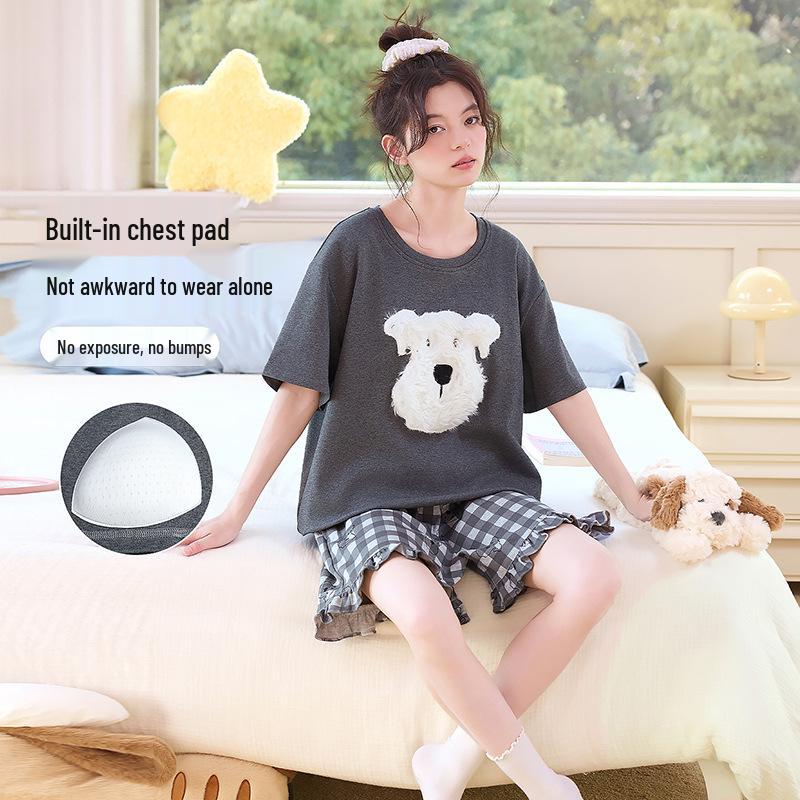 

Women s Summer Short Sleeve Cotton Pajama Set - Cute, Loose, Round Neck Pullover, Versatile for Home or Outdoors Extra Large