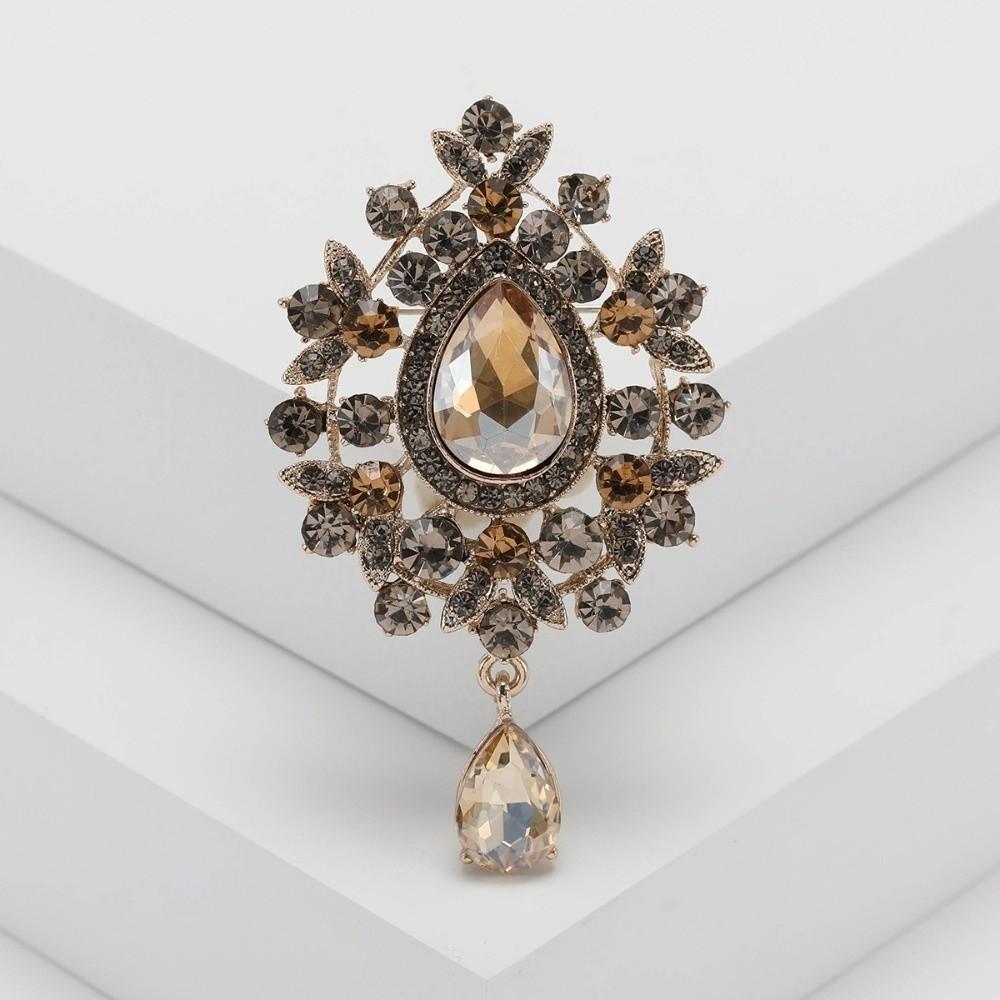 Zinc Alloy Zircon Crystal Brooch Retro Palace Style Pendant Brooch New Corsage Pins  Wedding