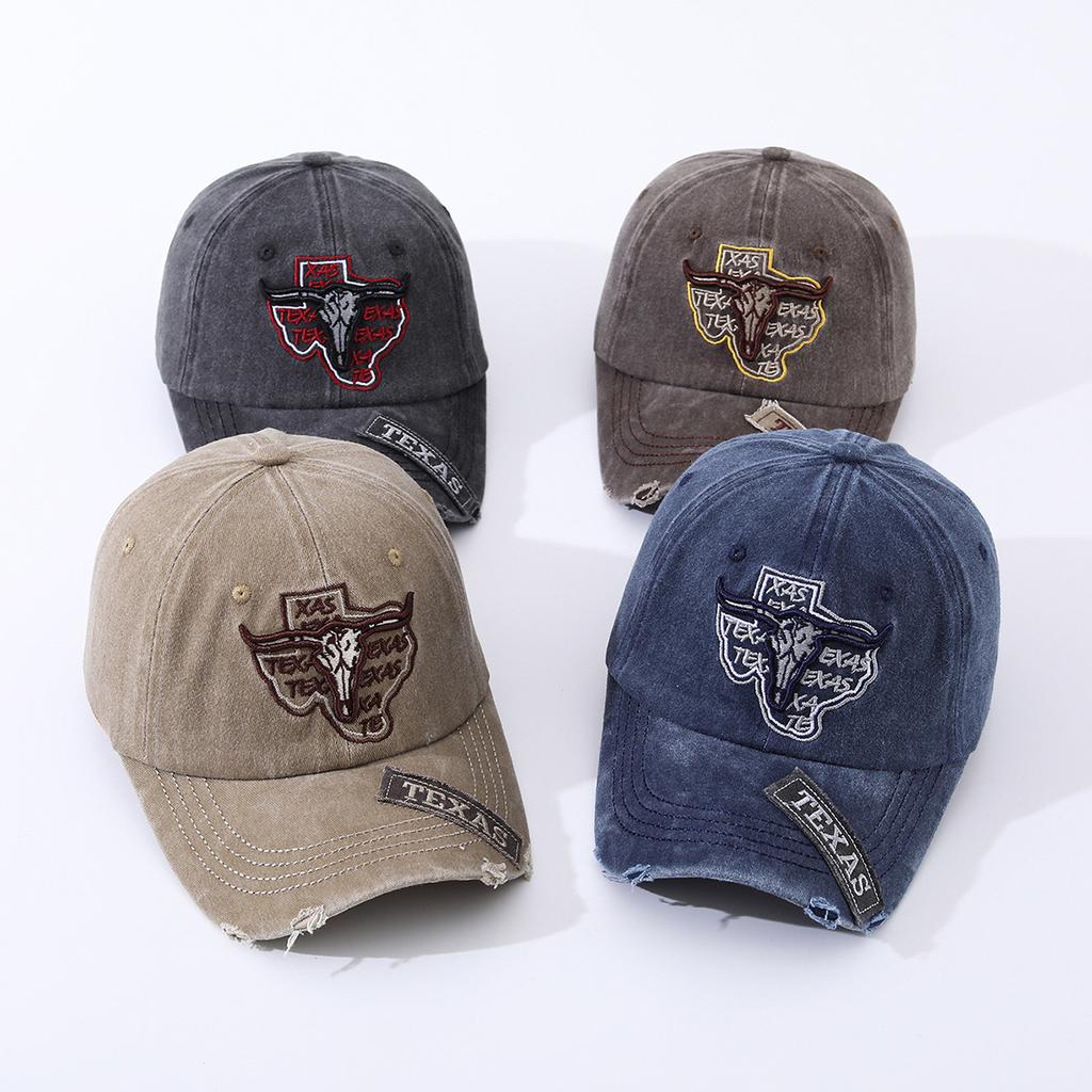 Cappello da Sole con Ricamo Patch Testa di Mucca in Cotone Lavato Cappellino da Baseball Cappello da Sole Cappello da Esterno Cappellino alla Moda