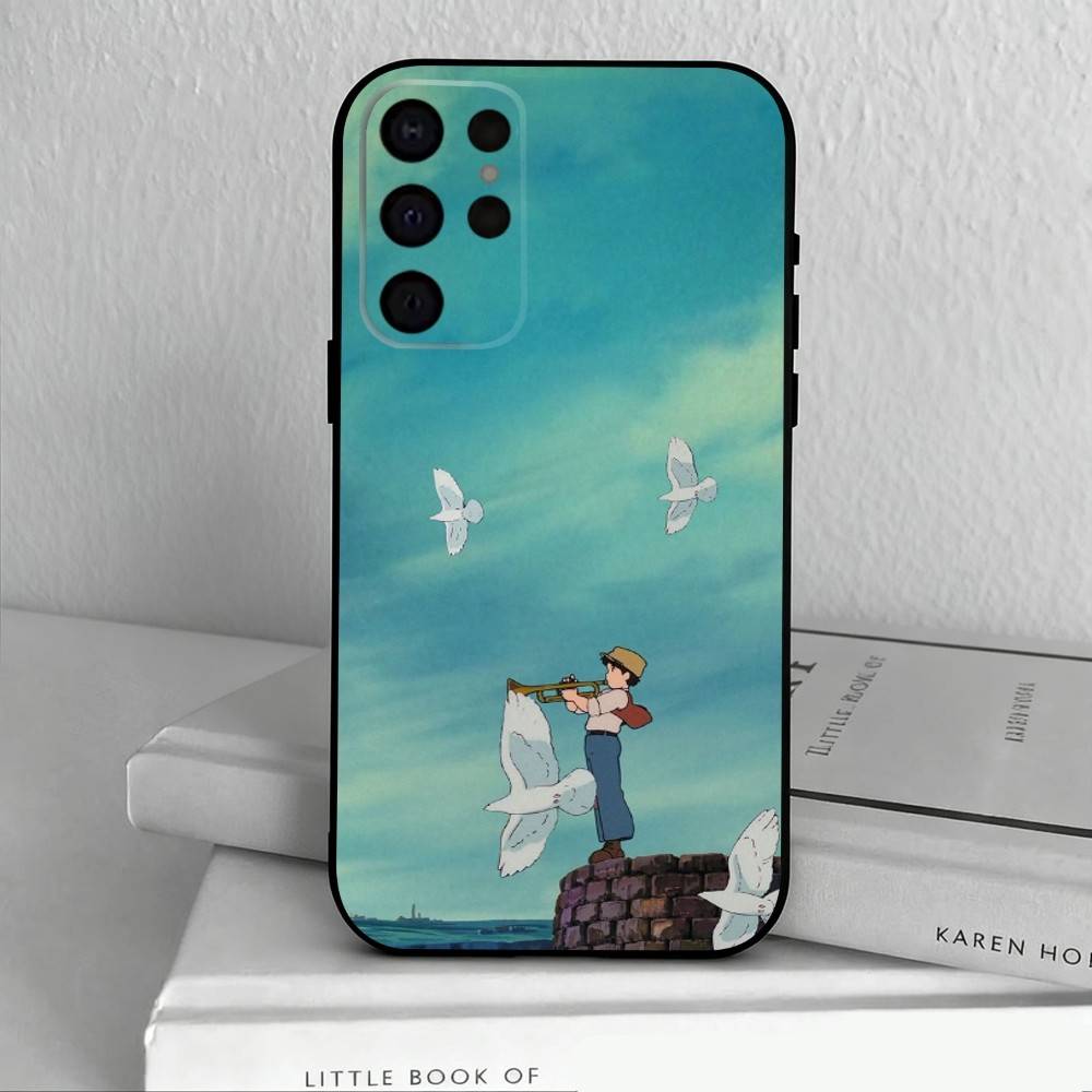 T-The Boy and the Heron Anime Phone Case For Samsung S25,24,23,22,30,21,10,9,Ultra,Plus,Lite,FE,4,5 G Soft Black Case