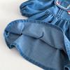 Girls' Stylish Spring 2026 Square Neck Denim Patch Dress