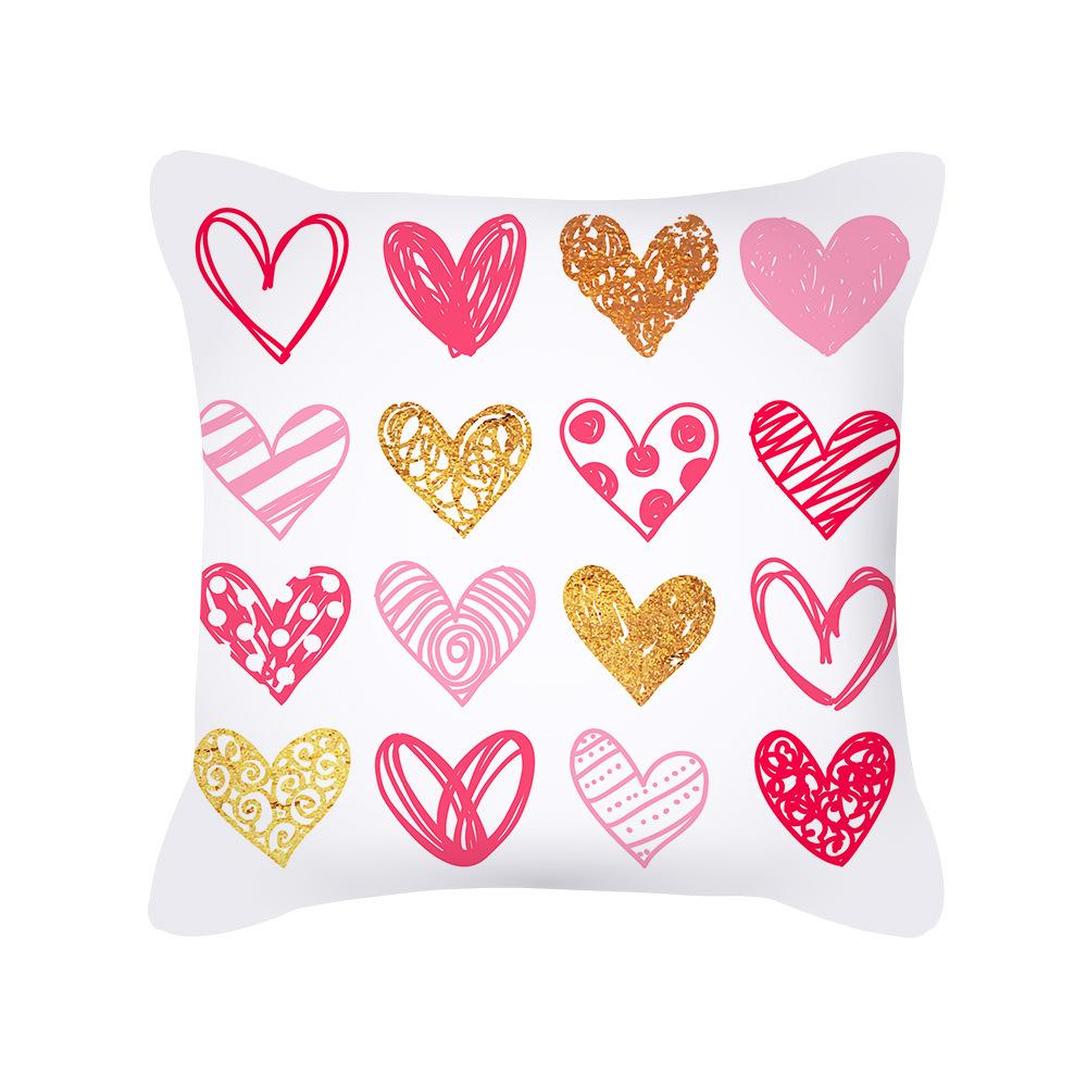 Peach Skin Pillowcase Valentine's Day Pillowcase Pink Heart-shaped Pillow Romantic Series Home Decoration Sofa Cushion Cover