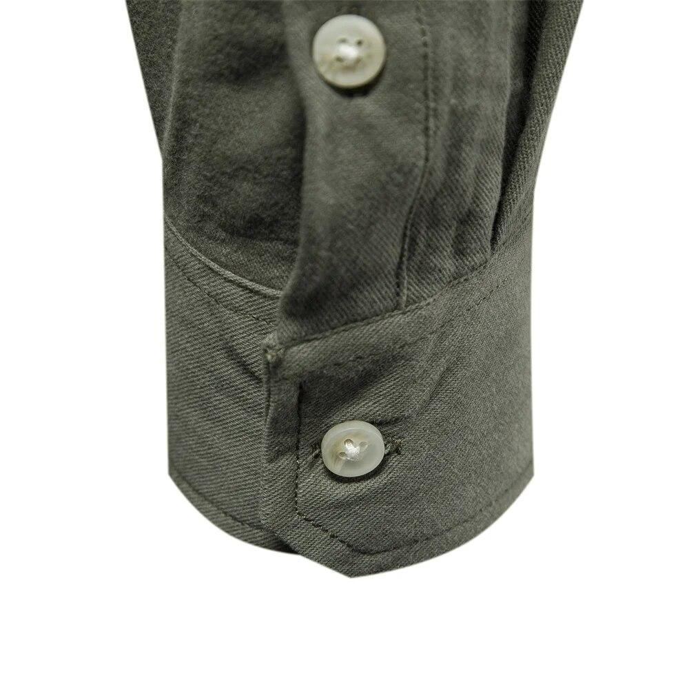 Cotton Casual Men's Shirts Solid Color Double Pockets Long Sleeve Shirts for MenSpring Designer Clothing Men