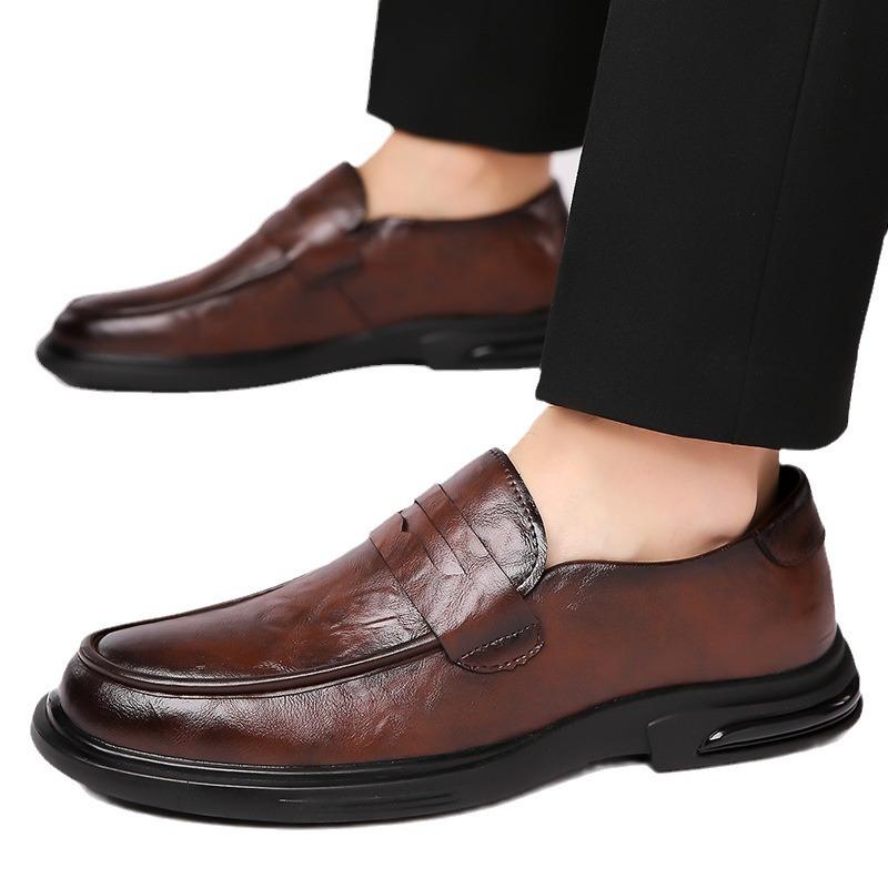 Autumn and Winter New Business Casual Leather Shoes, Leather Versatile Trend Men's British Style Leather Shoes, One Pedal Doudou Shoes