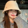 French Style Elegant Knitted Fisherman Hat for Women Retro All Match Basin Hat Big Head Circumference Showing Face Small Bucket Hat Trendy