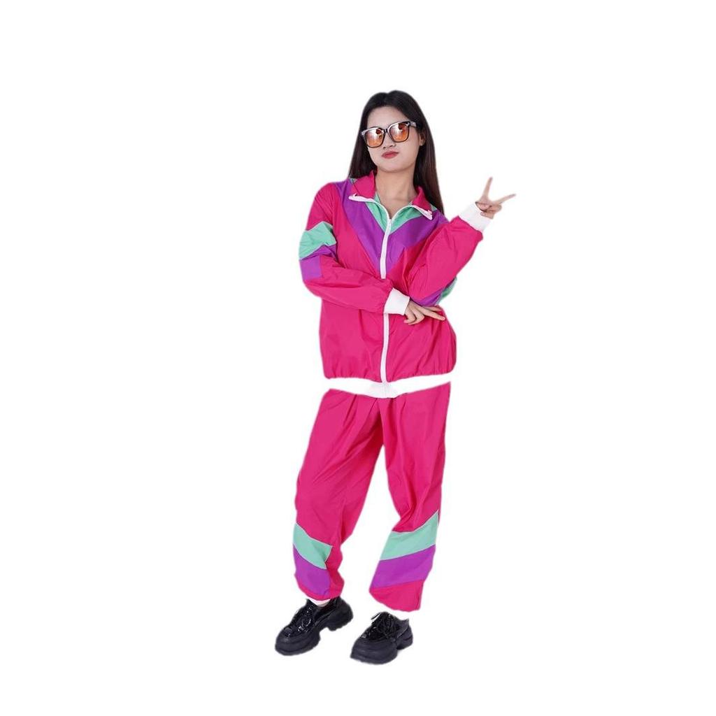 Europäisch-amerikanische Karnevalskostüme im Retro-Stil der 80er und 90er: Lebendige Sportbekleidung für Tanz, Aerobic und Skifahren