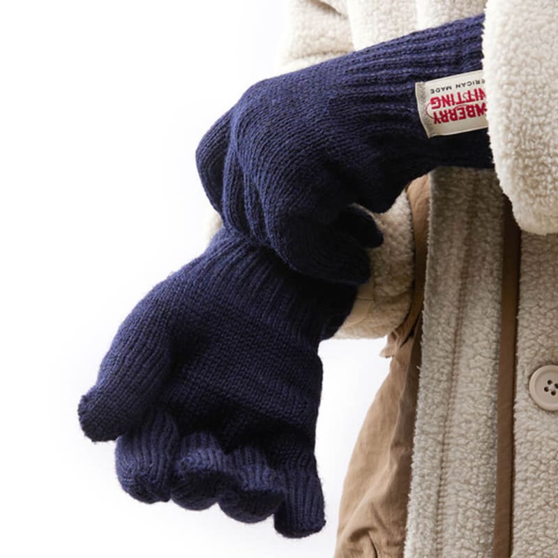 NEWBERRY KNITTING Wool Gloves - Navy