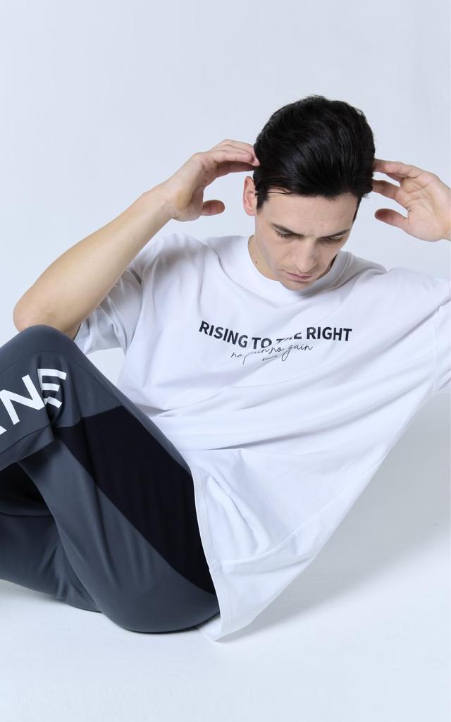 EVANE Oversized Baumwoll-Stretch-Grafik-T-Shirt von Hiroaki Yamasawa. Herren Kurzarm Fitness T-Shirt, Weiß, Größe M.