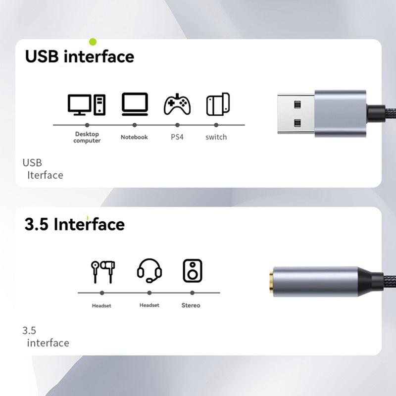 B03B-USB zu 3,5mm Klinke Audio-Adapter USB zu Audio-Klinken-Adapter Headset USB A zu 3,5mm Buchse Externe Stereo-Soundkarte