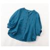 Summer Cotton Shirt Women's Lantern Sleeve Retro Blouse Large Size Loose Mid-sleeved Shirt Women