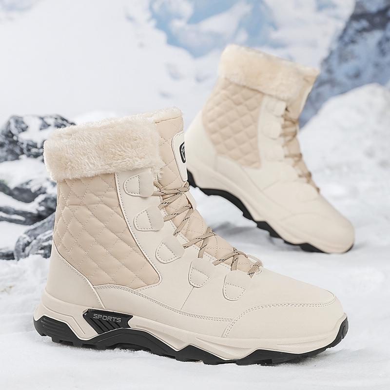 Men's Winter Snow Boots with Fleece and Warmth, High-top Cotton Boots with Integrated Fur, Anti-slip and Cold-proof Features