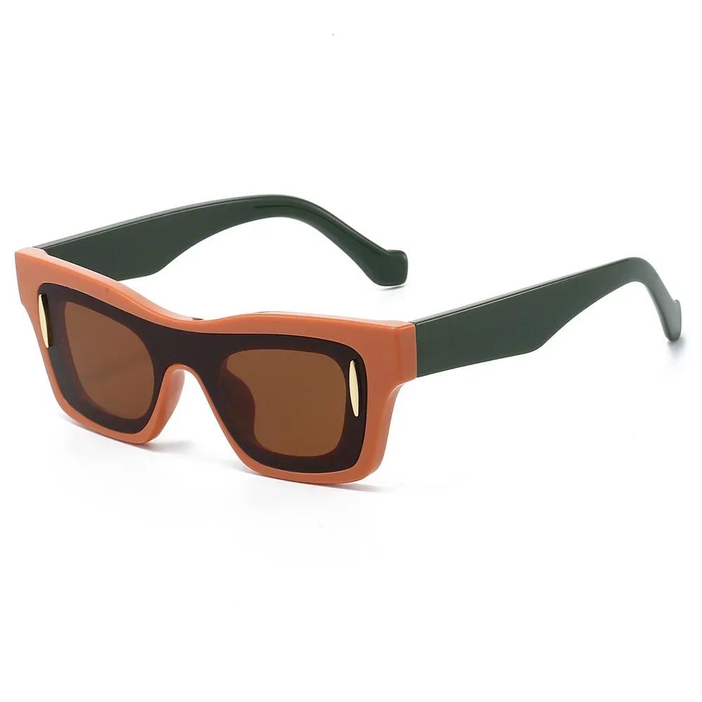European American Retro Square Sunglasses Personalized Thick Frame Unisex Classic Splicing Color Trendy Glasses