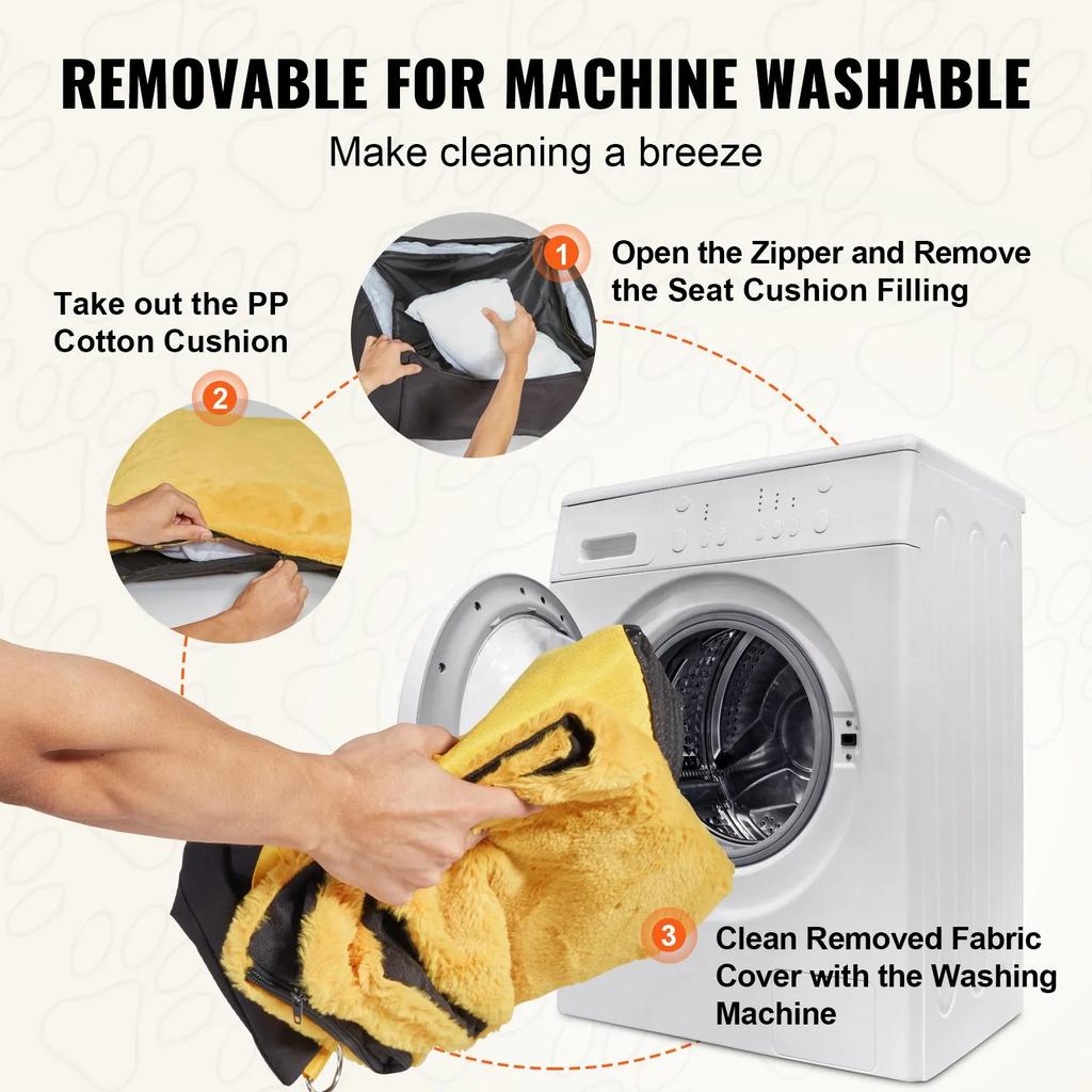 VEVOR Siège Auto pour Chien, Rehausseur Imperméable pour Chien avec Poignées Latérales et Poche de Rangement, Laisse de Sécurité à Clipser et Rembourrage en Coton PP