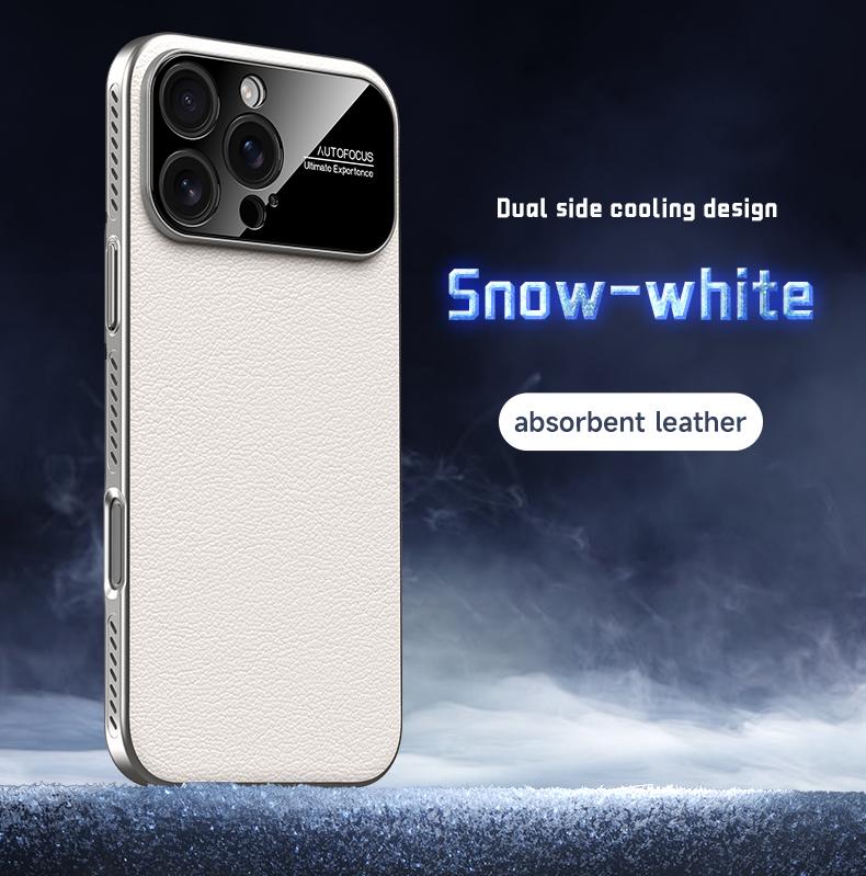 Pouzdro odvádějící teplo pro iPhone 16 15 14 Pro Max Ekologický kryt z veganské kůže s ochranou objektivu fotoaparátu Nový