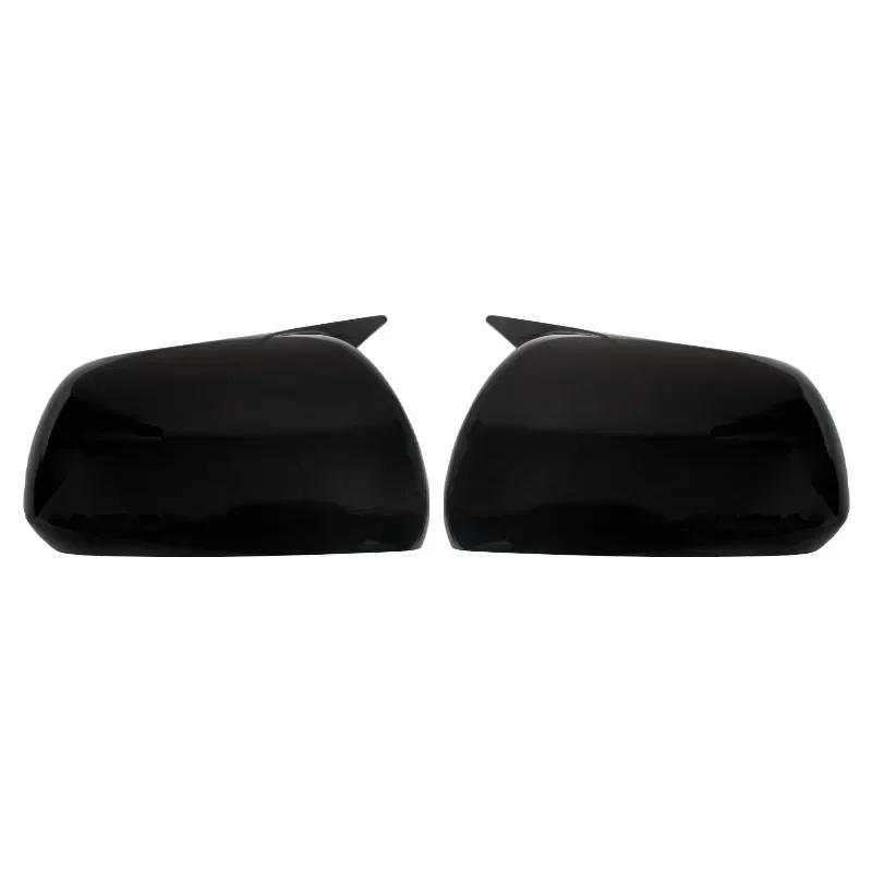 For Toyota Highlander 2008-2013 Car Rearview Side Mirror Cover Horn Wing Cap Exterior Door Case Trim Carbon Fiber Black