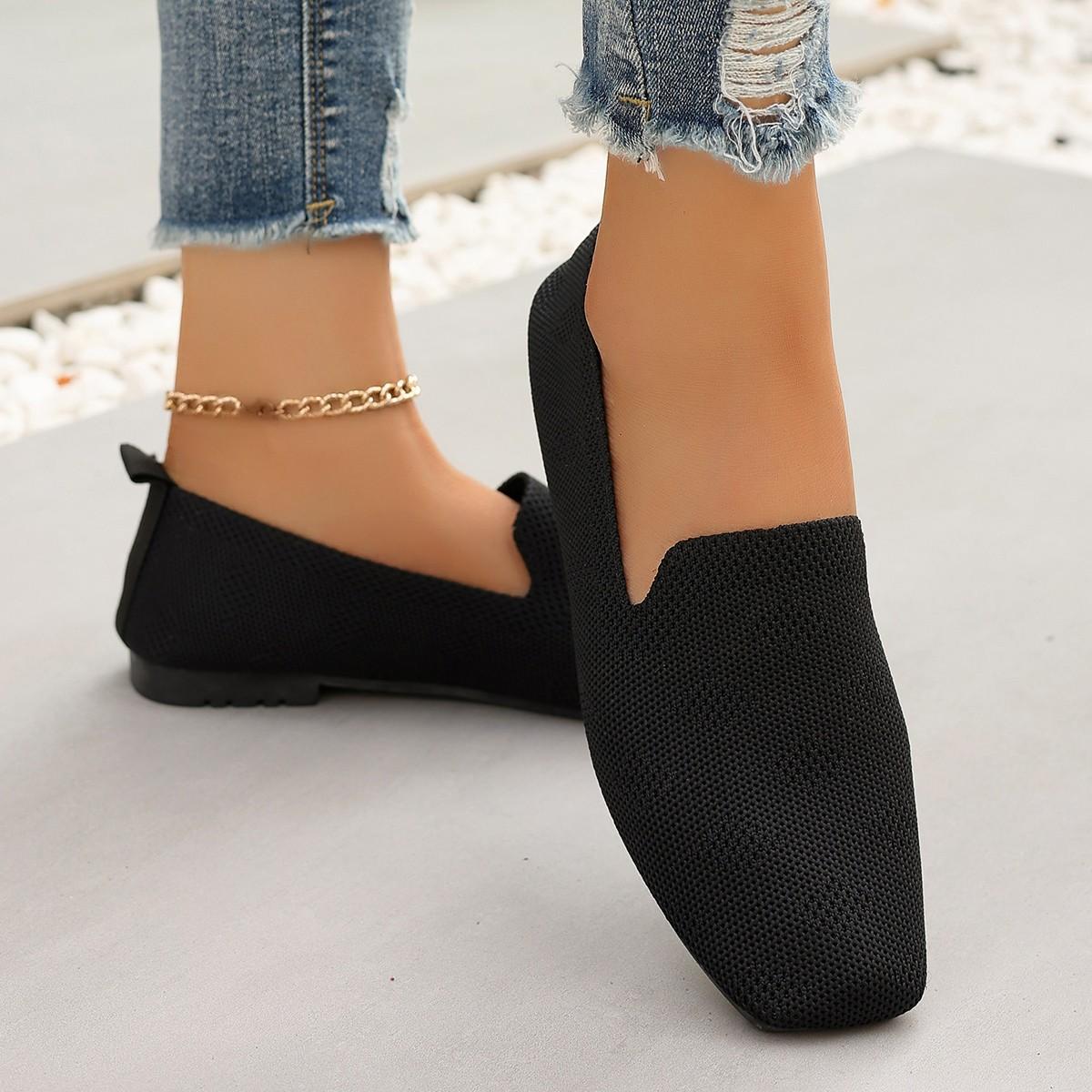 

Женская летняя обувь 2024, простая противоскользящая обувь с низким берцем на плоской подошве и круглым носком, уличная повседневная удобная дышащая женская обувь 41 чёрный