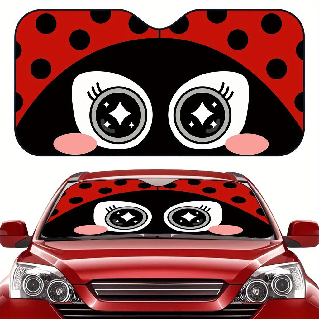 Cute Ladybug Car Windshield Sunshade Red Black with White Dots Foldable for Cars Auto Accessory Car Sunshade Front Windshield