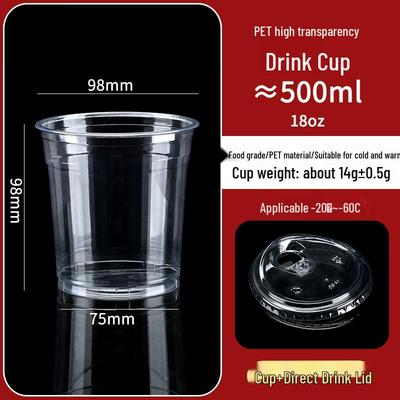 Yangg 500ml Verdickte PET-Kaltgetränkebecher