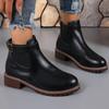 New Plus-size Women's Platform Boots for Autumn and Winter with Belt Buckles Decorated with Round Toe Booties