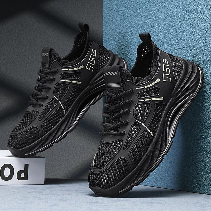 Men's shoes 2025 summer new men's outdoor wading mesh casual shoes thick sole elastic shock cushioning lightweight sports shoes
